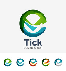 Modern tick abstract wave logo set