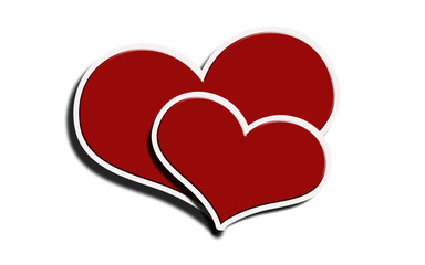 two red hearts on a white background
