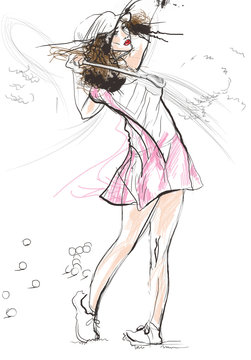 Golf Player - An hand drawn and painted illustration