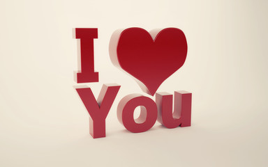 I love you 3d text
