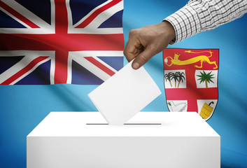 Ballot box with national flag on background - Fiji