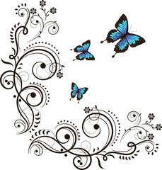 Butterfly and floral ornament