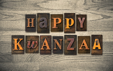 Fototapeta premium Happy Kwanzaa Wooden Letterpress Concept