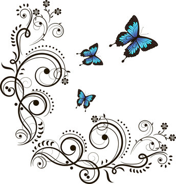 Butterfly and floral ornament