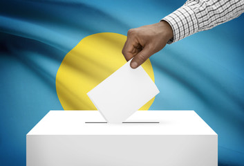 Ballot box with national flag on background - Palau