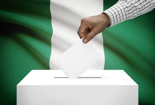 Ballot box with national flag on background - Nigeria