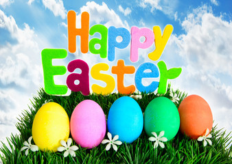 Happy Easter Eggs in a Row