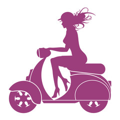 Fototapeta na wymiar Girl Scooter - vector logo