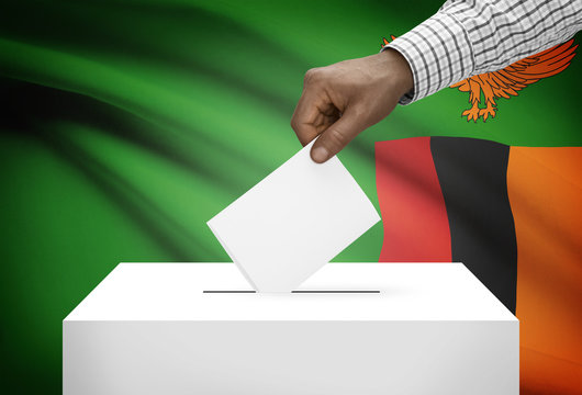 Ballot box with national flag on background - Zambia
