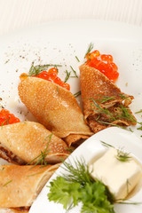 pancakes with caviar