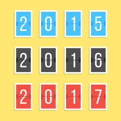scoreboard year numbers isolated on yellow background