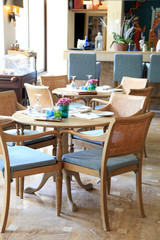 Cafe interior of the luxury resort, Greece