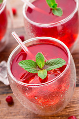 Fototapety  Cranberry cocktail with mint garnish.