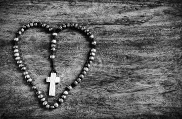 Simple Cross Inside Heart Shape - B&W