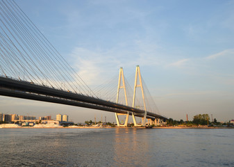 Cable-braced bridge in St.Petersburg.