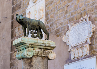 ancient sculpture of wolf in Rome, Lazio, Italy