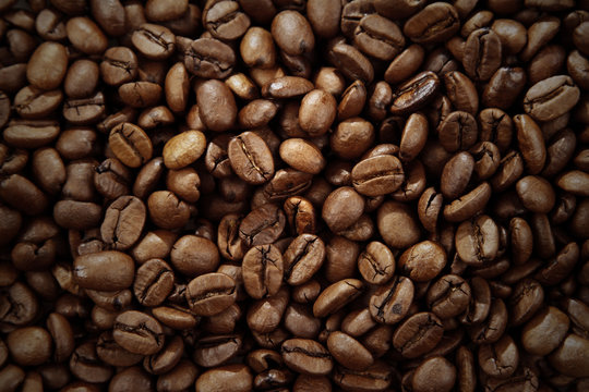 Fototapeta Close up of roasted coffee beans background