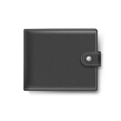Black Leather Wallet Isolated on White Background