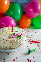 Sweet birthday cake at a party