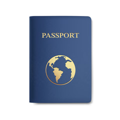 Fototapeta na wymiar Vector Passport with Map Isolated on White