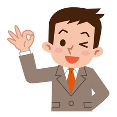 OKサインの若いビジネスマン