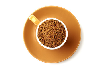 Brown elegant cup full of instant coffee granules