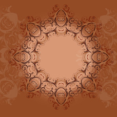 Indian ethnical oriental  round henna lace ornament mandala