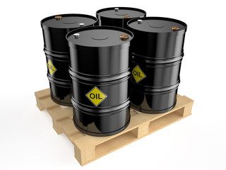 black  oil   barrels on pallet