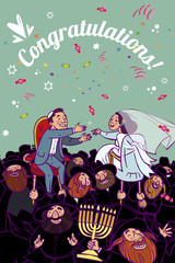 Happy wedding greeting card. Vector illustration
