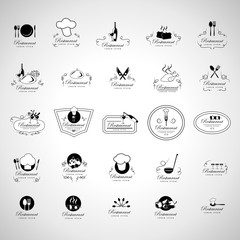 Restaurant Icons Set - Isolated On Gray Background - Vector Illustration, Graphic Design, Editable For Your Design