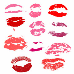 Lips print vector set