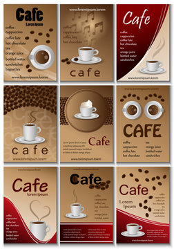 Cafe Placard Template Set - Vector Illustration