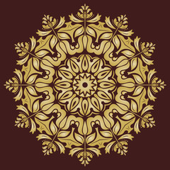 Orient Vector Pattern. Abstract Golden Ornament