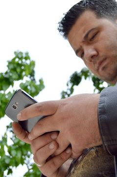 Man using smartphone