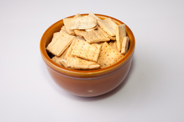 Bowl of reganas, typical andalusian breadsticks, served on rusti