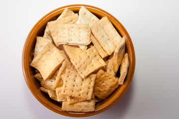 Bowl of reganas, typical andalusian breadsticks, served on rusti
