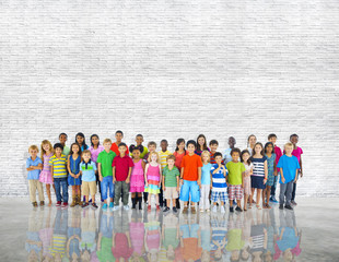 Group Kids Children Diversed Casual Together Global Concept