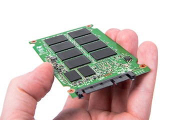 Opened solid state drive closeup