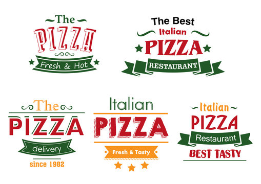 Italian pizza colorful labels