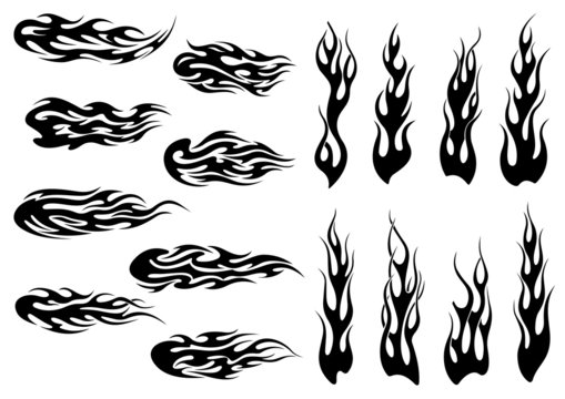 Tribal black fire flames tattoo design