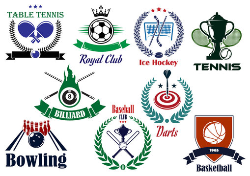 Competitive team sports heraldic emblems and logo