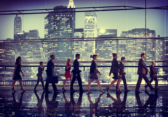 Business People Walking Commuter Rush Hour NY Concept