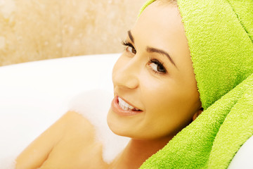 Woman relaxing in bath