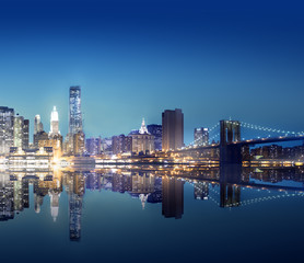 Fototapeta na wymiar New York City Lights Scenic Bridge View Concept