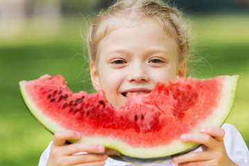 Girl eating watermelon