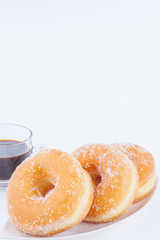Delicious Sugar Ring Donut with a White paper Background