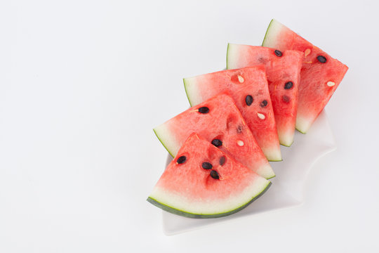 Cut watermelon on plate