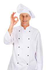 Chef in white hat with perfect sign