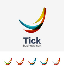 Fototapeta na wymiar Modern tick abstract wave logo set
