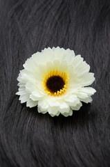 Obraz premium Close up hair with flower on top